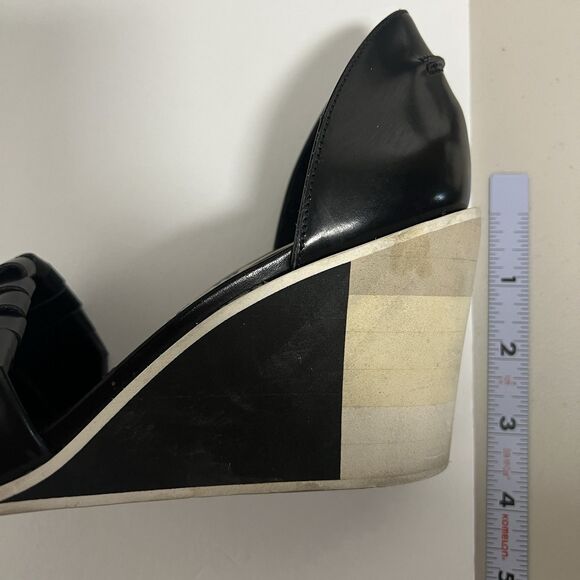 Acne Studios Black Patent D’Orsay Wedge Heels 39 US 8.5 Fringe Vamp Sculptural - Picture 9 of 10